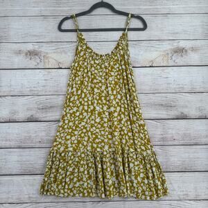 Bobeau Floral Tank Sun Mini Dress Womens S White Green Stretch Adjustable Strap